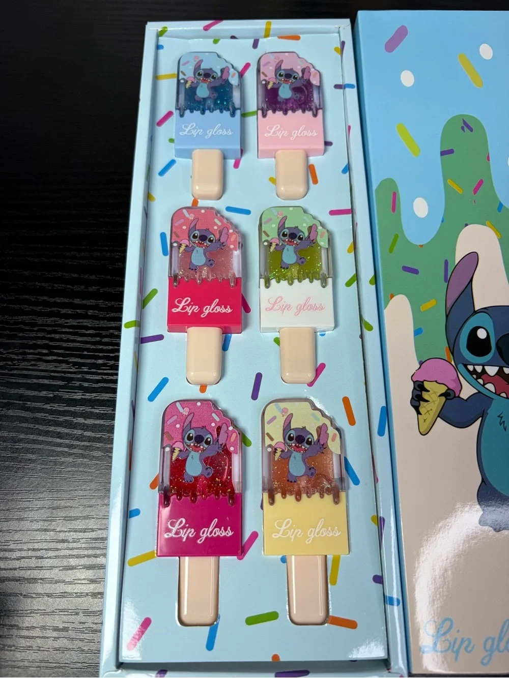 Stitch Lip Gloss with Ice Cream Shaped Bottt - Blue & White